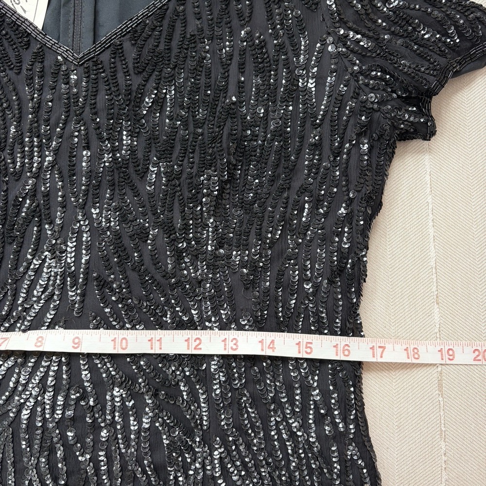 Vintage NWT Black Silk Beaded Formal Maxi Dress Size 14 Wedding Event Elegant - Picture 15 of 16